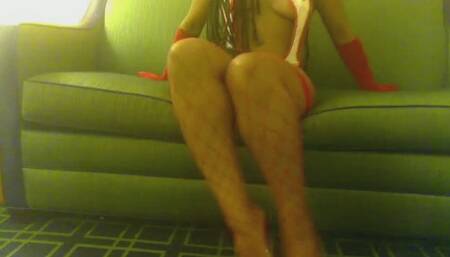 Red Fishnet and High Heel Shoe Dangle