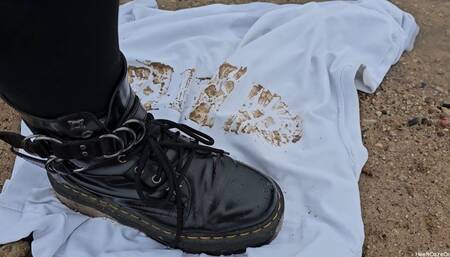 Trampling White Shirt in Mud Dr Martens