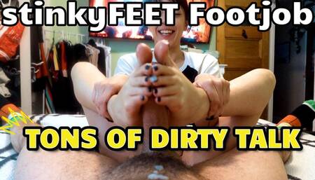 MFYT gives a sweaty FJ to her man while talking about her filthy feet