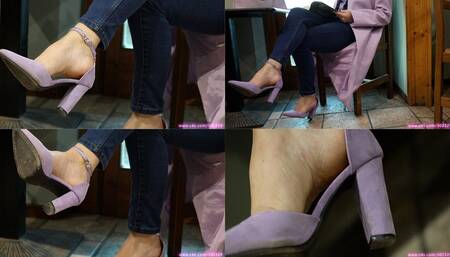 Hot amazing arched feet with sexy and elegant sandals, foot and shoe fetish admiration