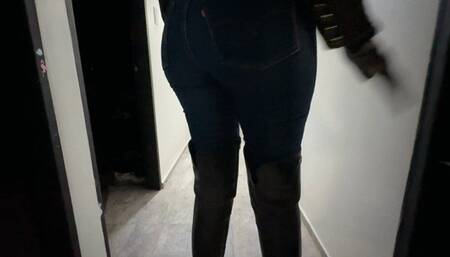 Kalinda trains her dog who is addicted to her jeans