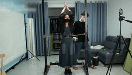 xy288-Chinese girl in jeans is hung up and tickled all over her body