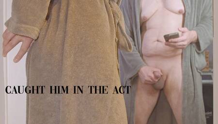 I can’t help but get involved- Caught him Jerking off and Helped him Finish quick on my hairy pussy!