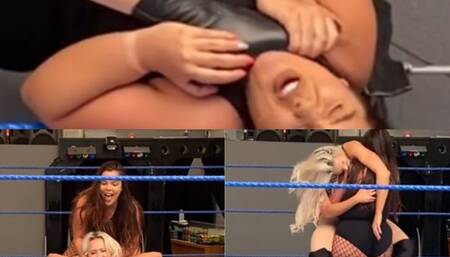 Blonde vs brunette (lift and carry, bear hugs and submission)