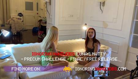 Two Girls 1 Guy Lots of Cumshots on Them with Precum Challange Handjob Contest