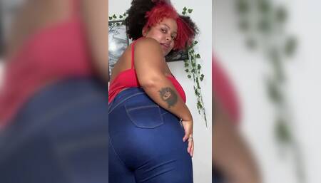 BBW Ebony Farting Beauty in Blue Jeans