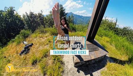 Alison outdoor casual shorts taekwondo face kicks