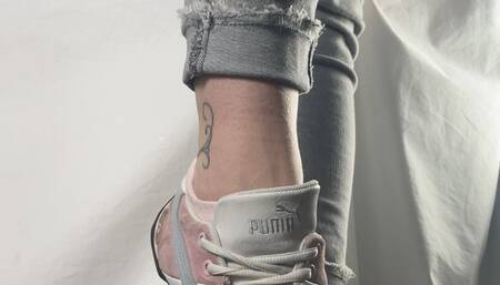 A Shoejob with Puma Futurecats - Tramplegirl is wearing used sneakers from a fan to let her boy explode under her soles - sneaker fetish, CBT Cock trampling, sockjob and shoejob - multiedit - HD