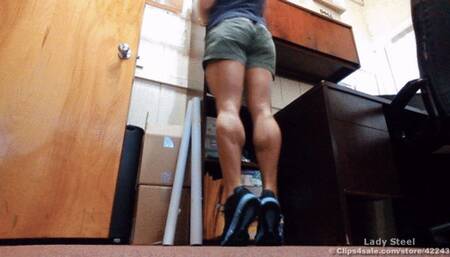 Green Shorts Super Sexy Reaching At Work