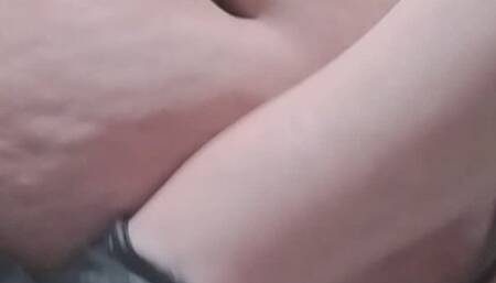 rubbing with Black leather gloves