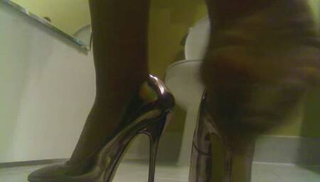My Metallic High Heels Tapping on Tile
