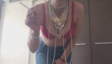 OMG Anna Sparkle Strip tease smoke dangling and jewerly