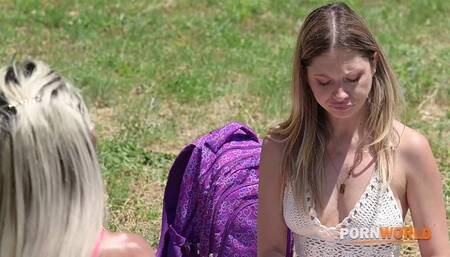 Vacation Sex Chapter 1 Luscious Lesbians Rebecca Volpetti And Veronica Leal Share A Strap On in 4K