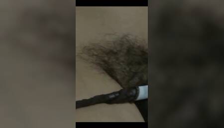 Watching on the Hairy Pussy of My Latina Wife, Beautiful While Resting on Her Bed
