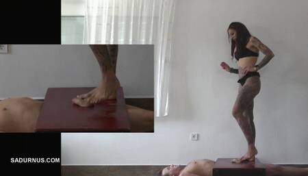 Mistress Cleo smokes in barefoot at slave's happy finish picture in picture wmv