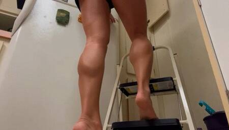 Barefoot Step Stool Reach Challenge