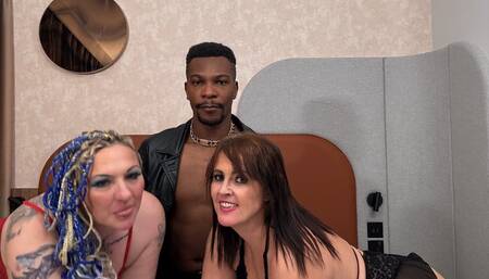 Interracial threesome with 2 hot curvies MILF