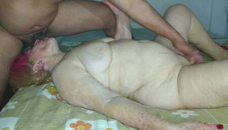 Granny Angela Sucks Cock. with Orgasm Included.