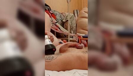 Mother-in-law Massages Cock and Balls, Then Sucks Cock and Gets a Mouthful of Cum