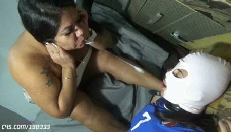 Sanding the feet in this pathetic woman's face (Foot Dust) # SD MOBILE - Mistress Beh