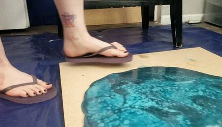 Larlene Rose Purple Flip Flops Stuck in Glue