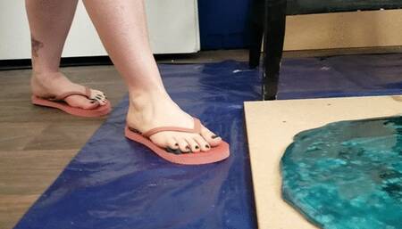 Larlene Rose Sticky Maroon Flip Flops Stuck in Glue