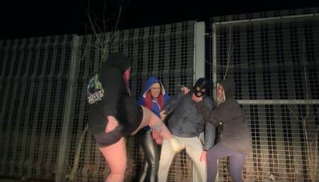 Public Triple Ballbusting!