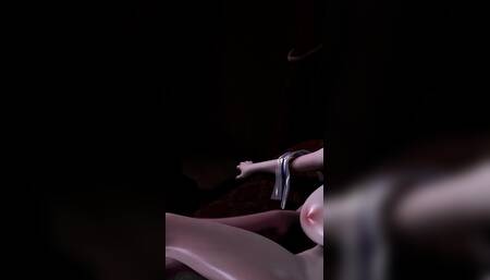 3D Two Horny Sexy Lesbians Sharing a Big Sex Toy