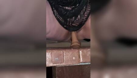 Fucked with Dildo in Outdoor