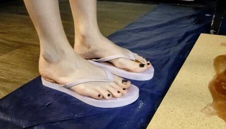 Neko Chan's Super Sticky Purple Flip Flops