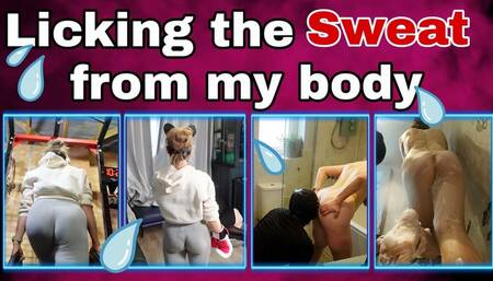 Femdom Slave Licking the Sweat from my Body