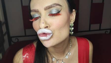 White Lipstick French Kisses From Perfect Latex Bimbo