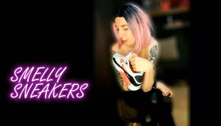 Lady Angela smelly NIKE sneakers topless latex leggings foreign accent MILF