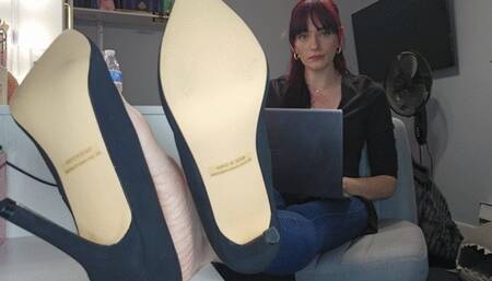 It's a busy work day & I am way behind on work I call you into my office and tell you to lock the door I need this more than ever I take my heels off and tell you to go crazy, but not to crazy because there are people around You start tickling my feet as