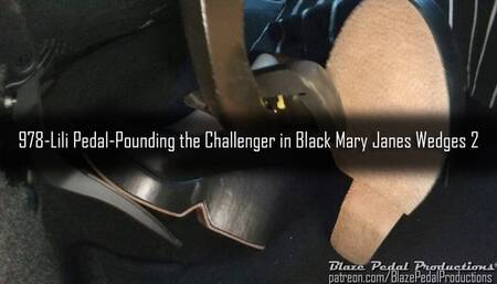 978-Lili Pedal-Pounding the Challenger in Black Mary Janes Wedges 2