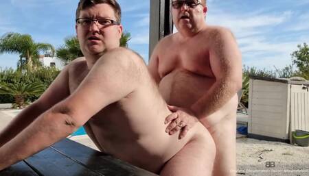 Fucking on the Bench Outdoors