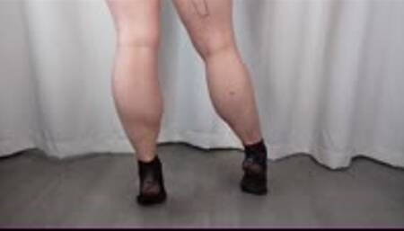Calf Muscle Flex in Fishnet Ankle Socks WMV 1080