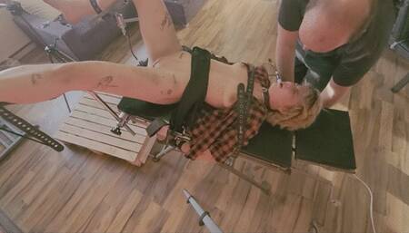 German Deutsch  Restraints and reverse facefuck for teen slavegirl - full body perspective