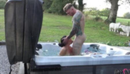 passionate outdoor sex in hot tub on naughty weekend away