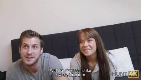 HUNT4K. Chick Satisfies Hunter to the Full in Front of Poor Cuckold