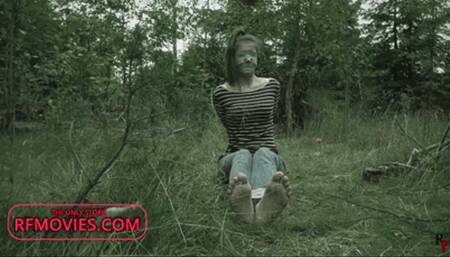 Leya in a serious trouble - Captured and tape bound in woods (HD 720p MP4)