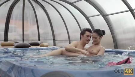 OLD4K. Cheerful old Gentleman and Tall Slender Model have Sex