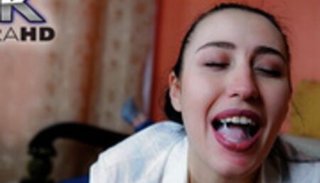 Greedy blowjob from a colleague in a hotel room POV 4k