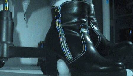 Tanja plays with my tiny cock under her rough boot soles - Cam 3
