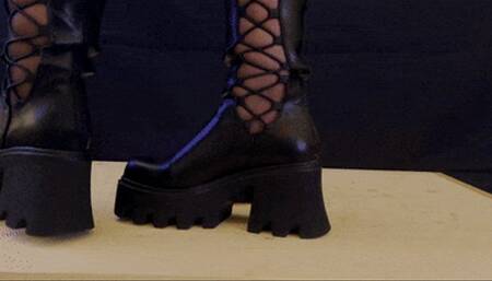 CBT Ball Crush in Leather Black Boots - Ballbusting, Trampling, Female Domination, Footjobs, Femdom, BDSM