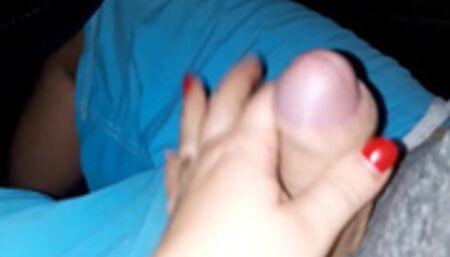 My boyfriend was tired on the road and I decided not to cheer him up a lot by playing with his penis