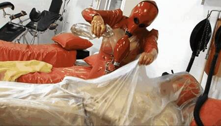 Rubber nurse, the latex patient and the plastic piss-sack session - Part 1 of 2
