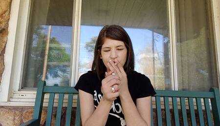 Sitting outside smoking on a beautiful day