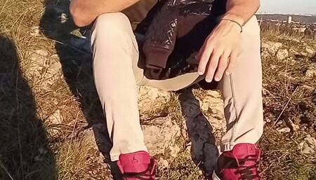 Licking Master's Sneakers in Public