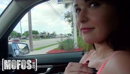 Mofos - Bruno Gives Hot Brunette Callie Haze A Ride In His Car & On His Cock After Her Car Got Towed